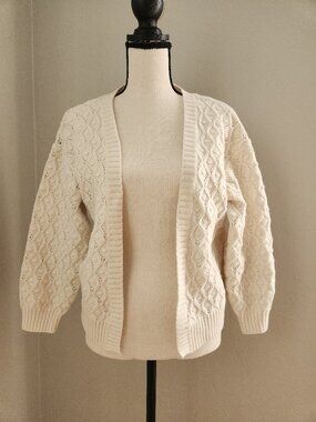 Old Navy Cable Knit Cream Open Cardigan Girls 10-12yr